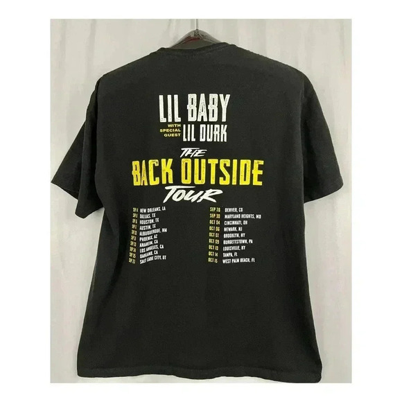 LIL BABY and LIL DURK 2021 The Back Outside Tour T-Shirt LARGE Tee Black - Picture 6 of 9